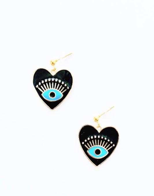 Eye of Protection Heart Earrings - High Maintenance Jewellery