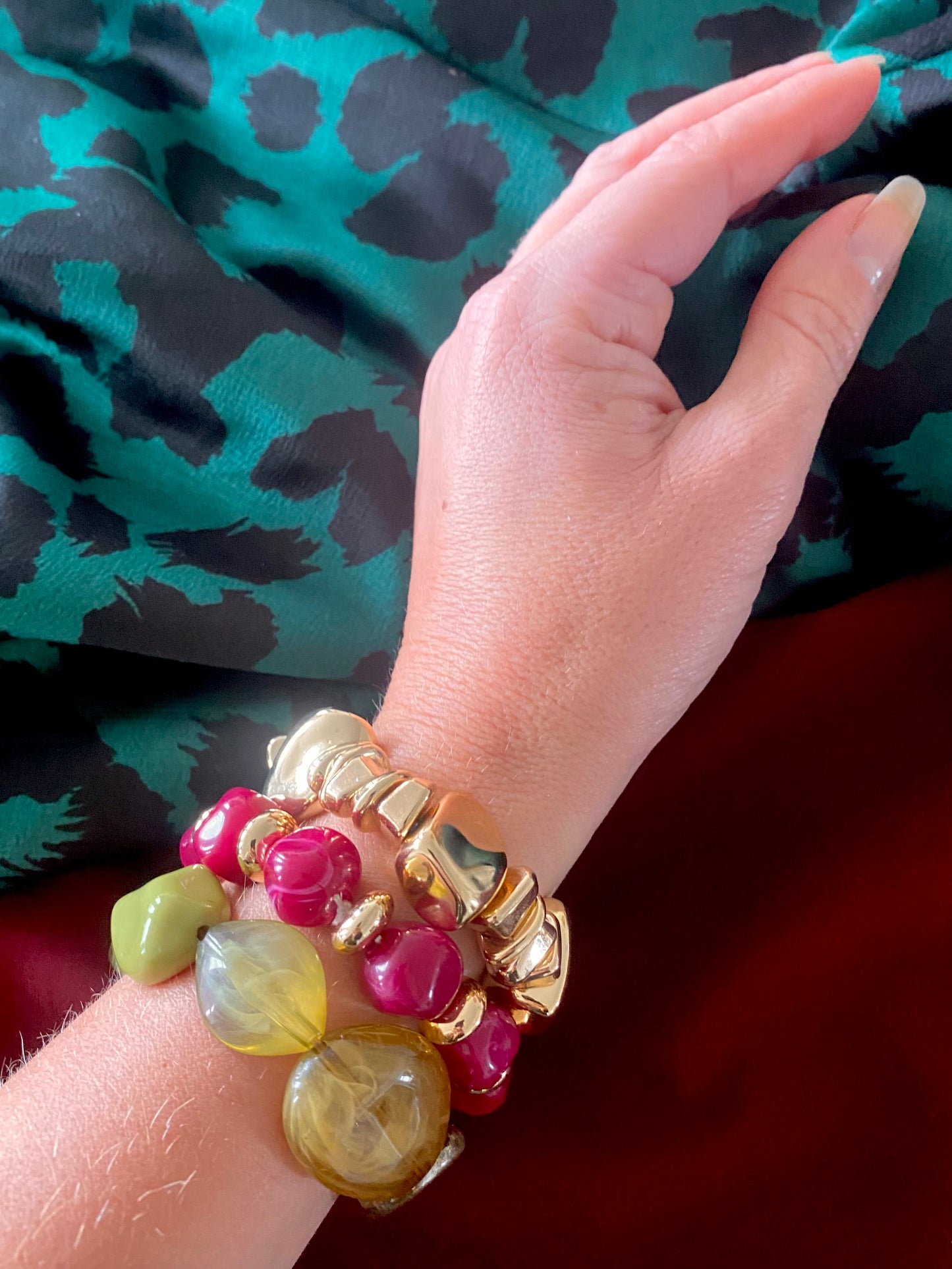 Gold Chunky Stone Beaded Bracelet