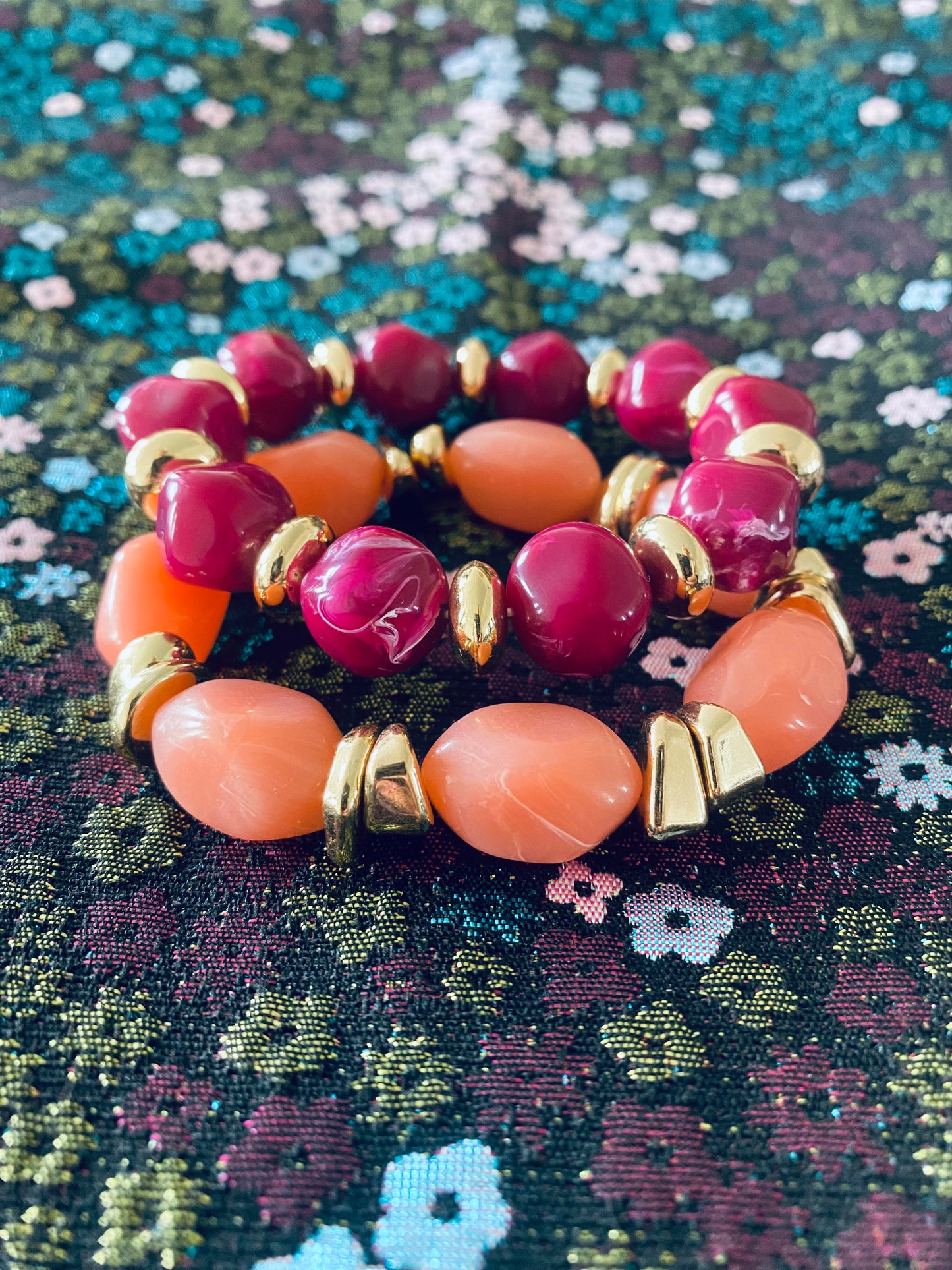 Coral Pink Stone Beaded Bracelet - High Maintenance Jewellery