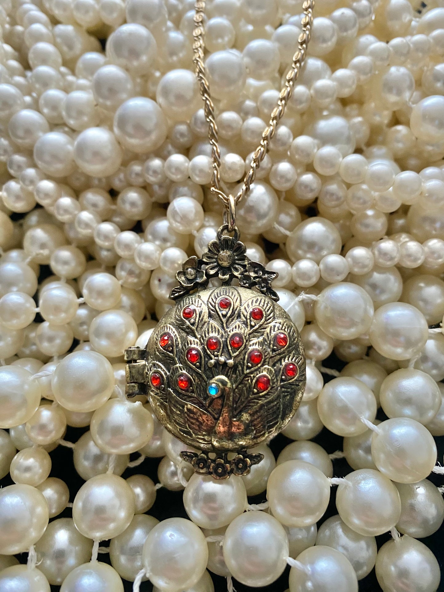 Peacock Vintage Style Locket Pendant Necklace