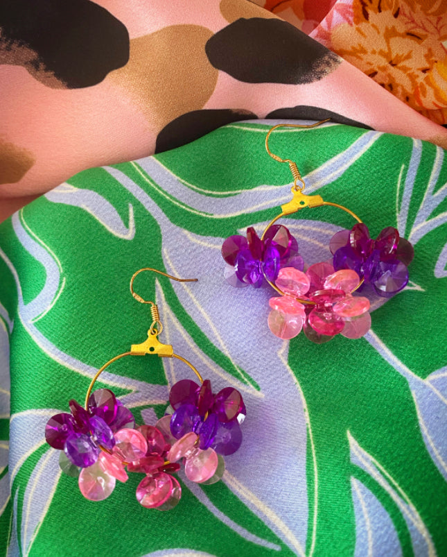 Carnival Queen Pink Hoop Earrings - Fuchsia Pink - High Maintenance Jewellery