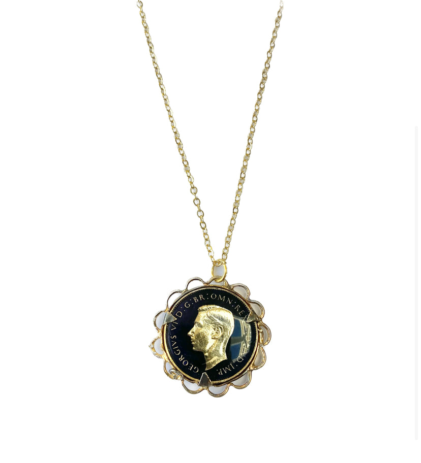 1947 King George VI & Robin Vintage Style Pendant Necklace - High Maintenance Jewellery