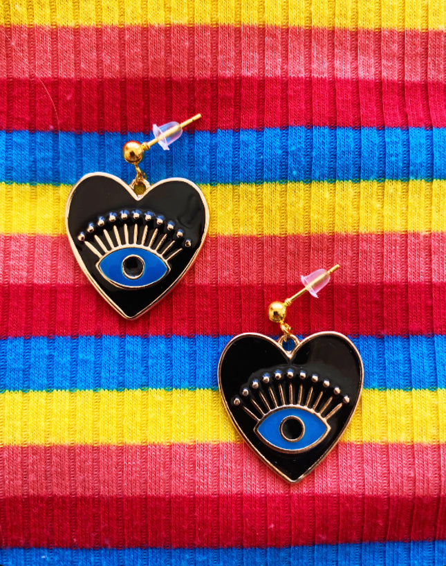 Eye of Protection Heart Earrings - High Maintenance Jewellery