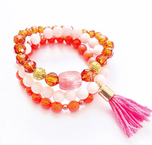 Pink Trio Stacking Bracelets - High Maintenance Jewellery