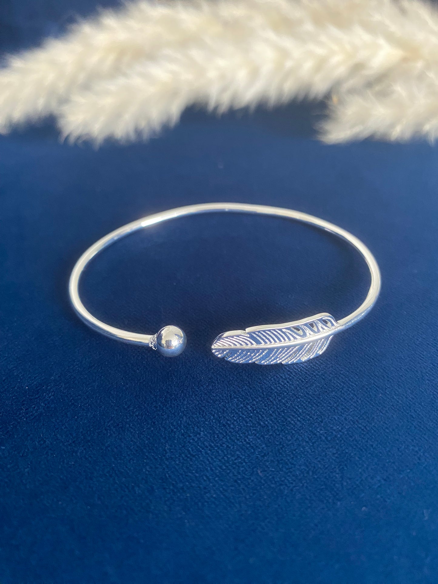 Angel Wing Feather Sterling Silver Bangle Bracelet - High Maintenance Jewellery