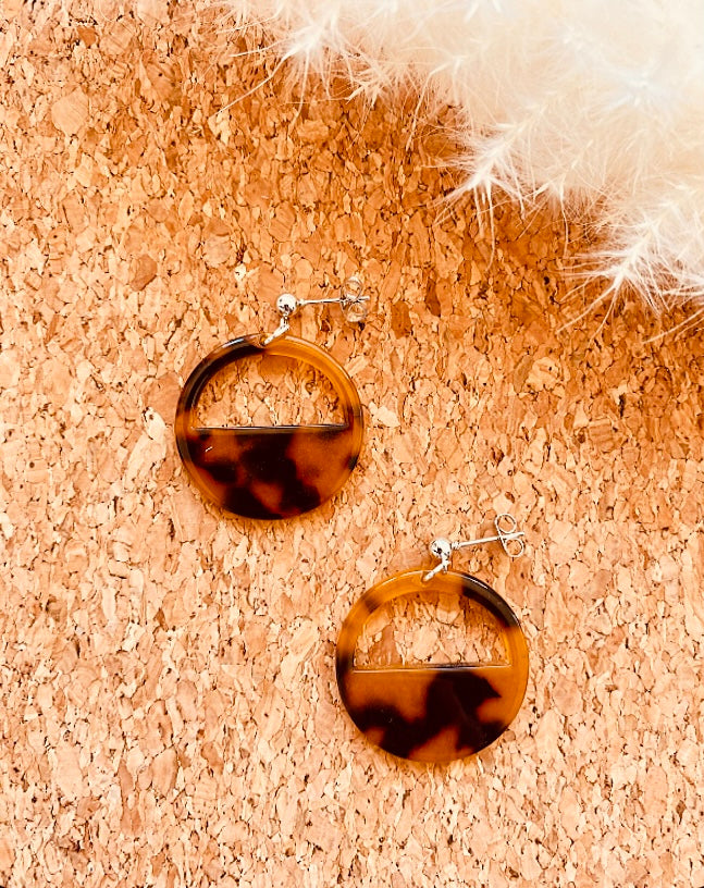 Tortoiseshell Print Circle Earrings - High Maintenance Jewellery