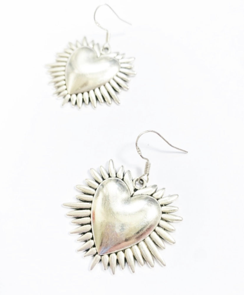 Silver Statement Heart Earrings - High Maintenance Jewellery