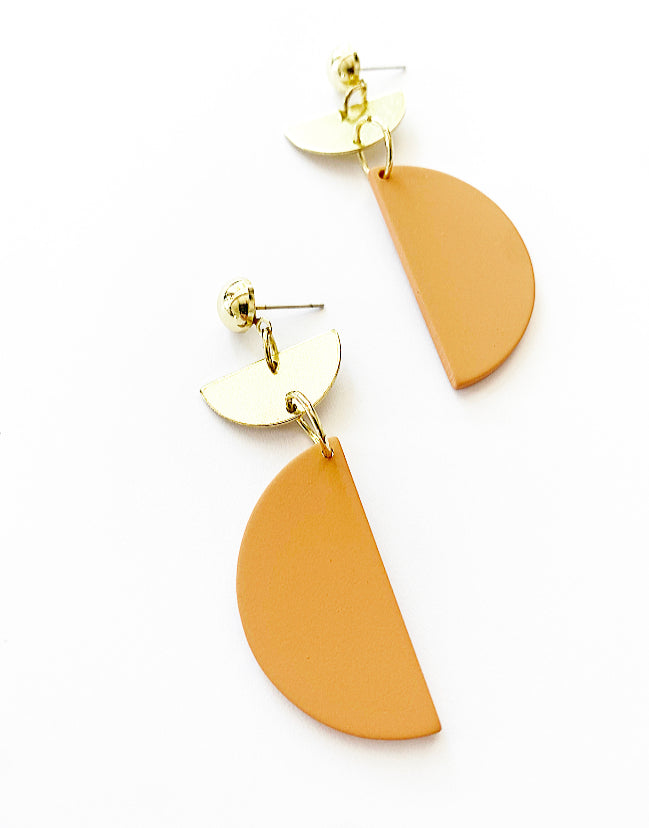 Gold & Peachy Blush Disc Earrings