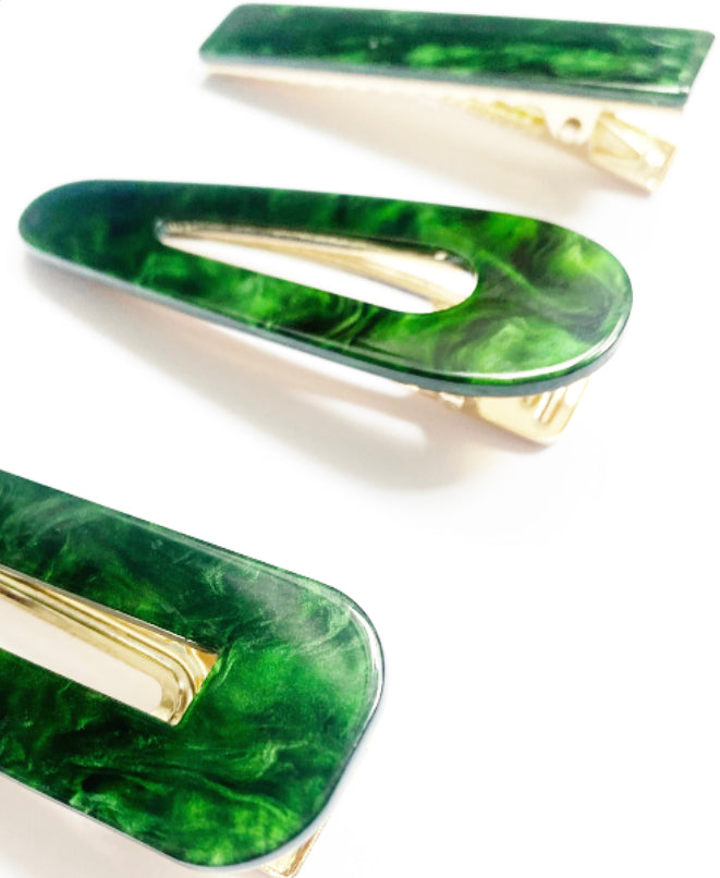 Emerald Green Hair Clips Set - High Maintenance Jewellery