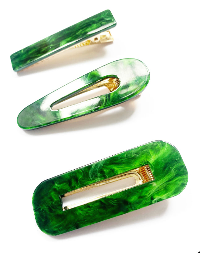 Emerald Green Hair Clips Set - High Maintenance Jewellery