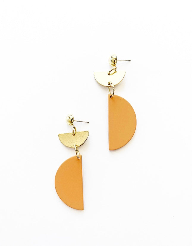 Gold & Peachy Blush Disc Earrings