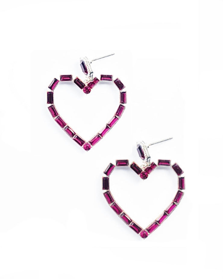 Pink Diamanté Statement Heart Earrings - High Maintenance Jewellery