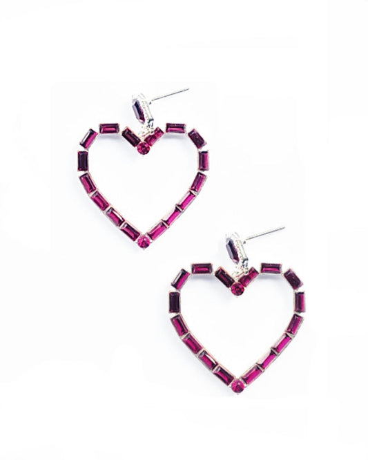 Pink Diamanté Statement Heart Earrings - High Maintenance Jewellery