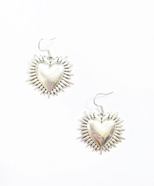 Silver Statement Heart Earrings - High Maintenance Jewellery