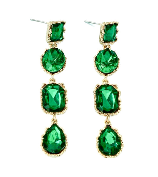 Emerald Green Diamanté Drop Earrings - High Maintenance Jewellery