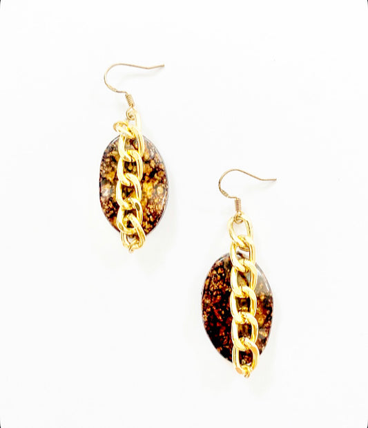 Stone Drop Gold Chain Earrings - High Maintenance Jewellery