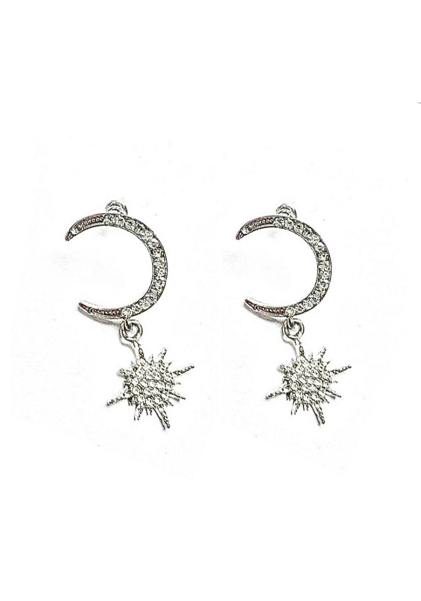 Moon & Star Sparkle Earrings - High Maintenance Jewellery