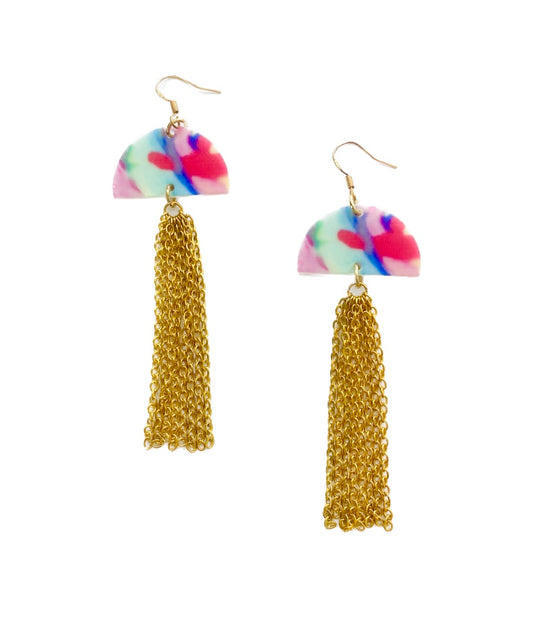 Colour Burst & Gold Chain Earrings - High Maintenance Jewellery