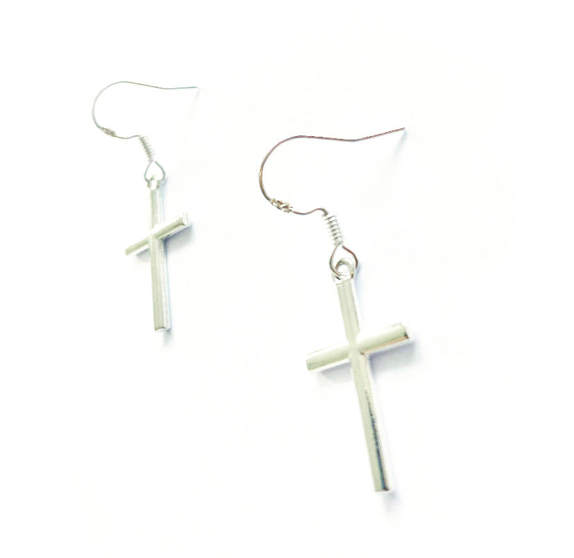 Sterling Silver Cross Charm Earrings - High Maintenance Jewellery