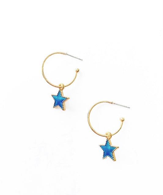 Blue Star Gold Hoop Earrings - High Maintenance Jewellery