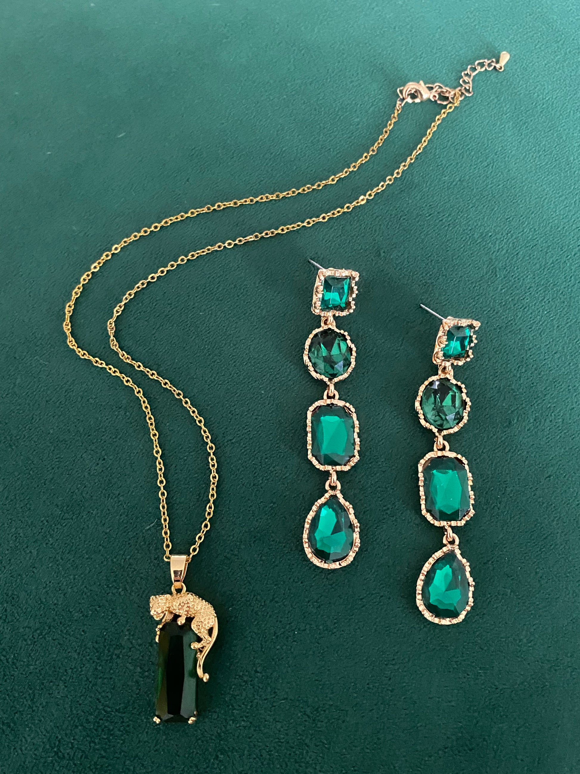 Emerald Green Diamanté Drop Earrings - High Maintenance Jewellery