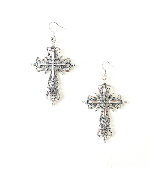 Statement Cross Sterling Silver Earrings - High Maintenance Jewellery