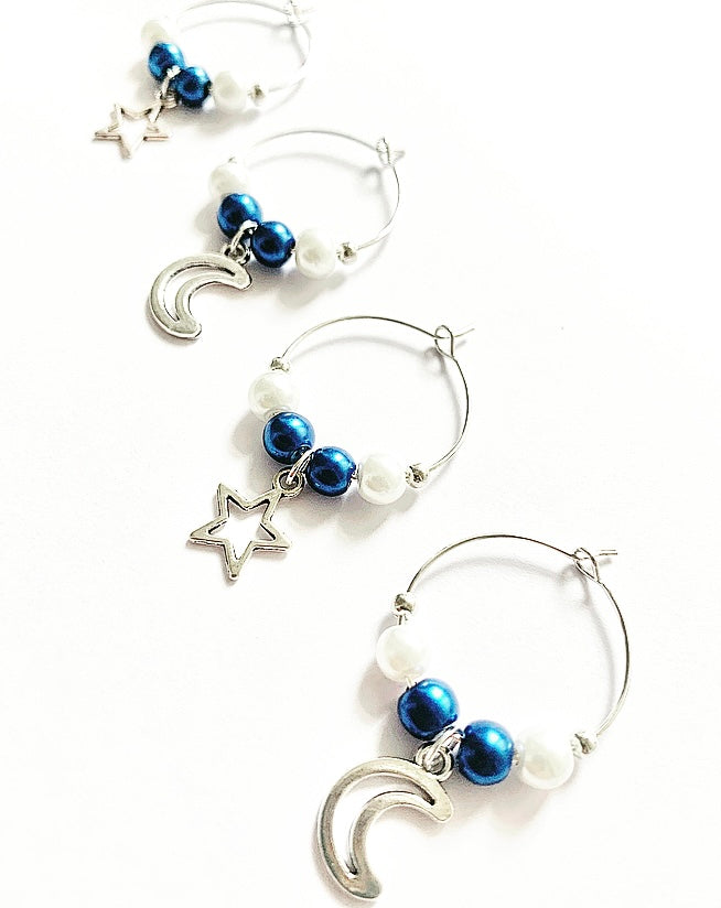 Moon & Star Drinking Glass Charms Set - High Maintenance Jewellery