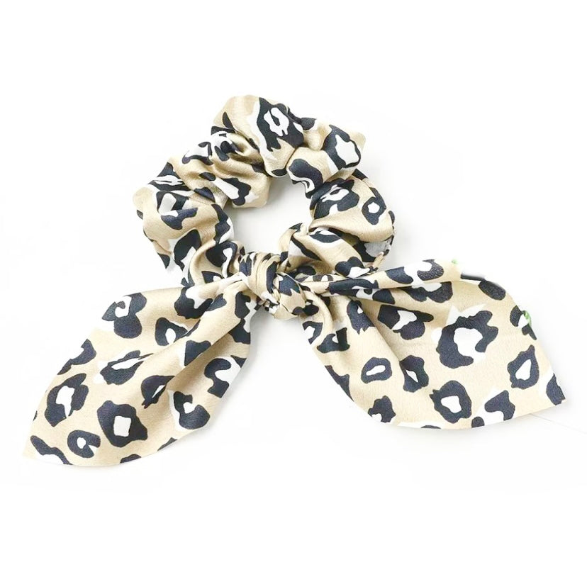 Leopard Beige Print Satin Style Scrunchie - High Maintenance Jewellery