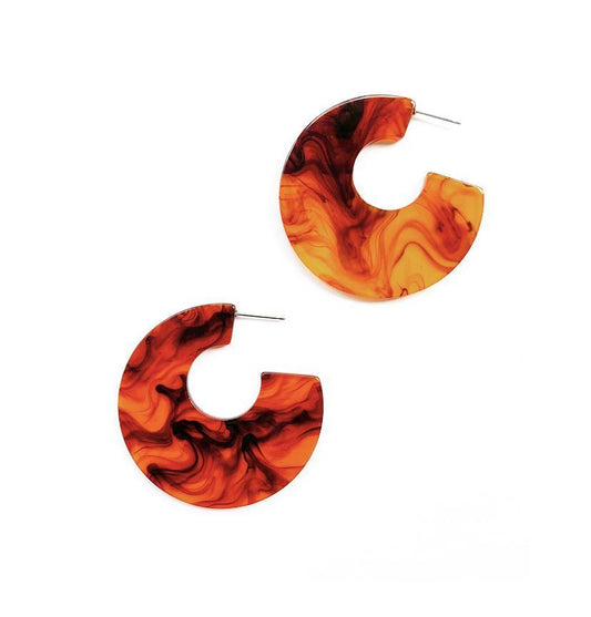 Large Tortoiseshell Print Half Hoop Earrings - highmaintenancejewellery