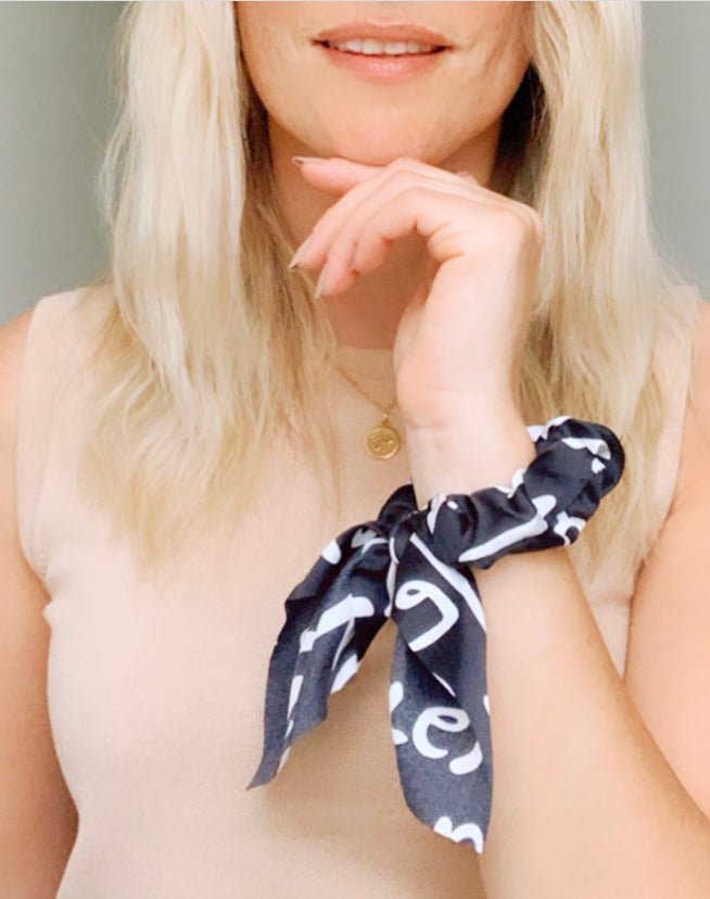 Monochrome Print Satin Style Scrunchie - High Maintenance Jewellery