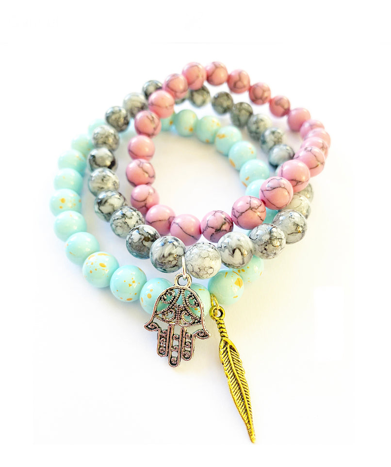 Marble Trio Stacking Bracelets - High Maintenance Jewellery