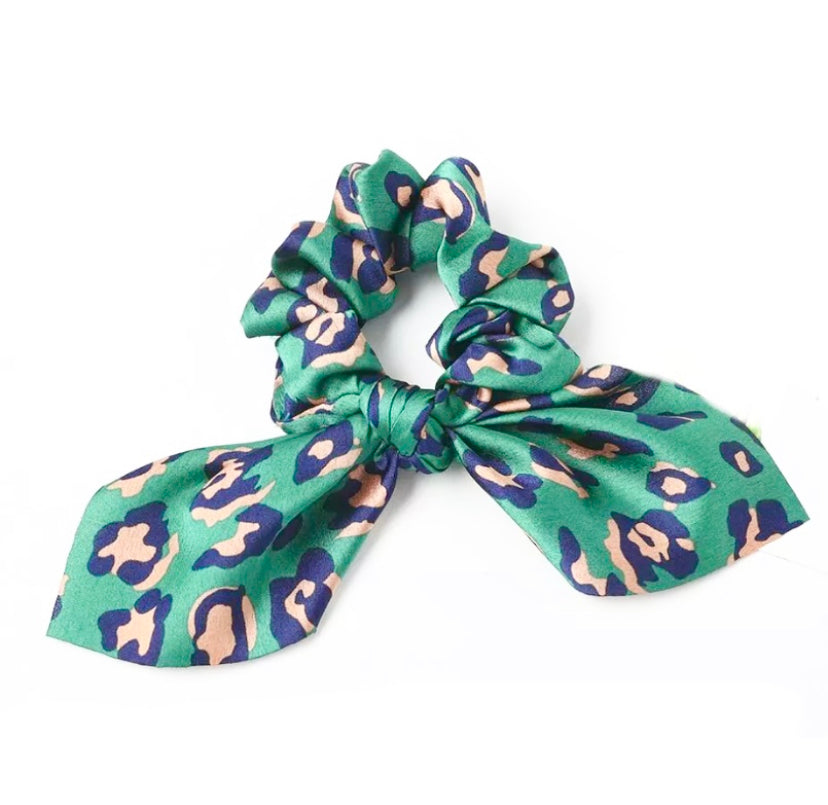 Leopard Green Print Satin Scrunchie - High Maintenance Jewellery
