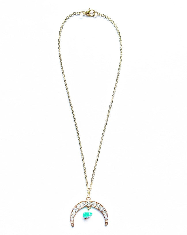 Crescent Moon & Turquoise Crystal - High Maintenance Jewellery