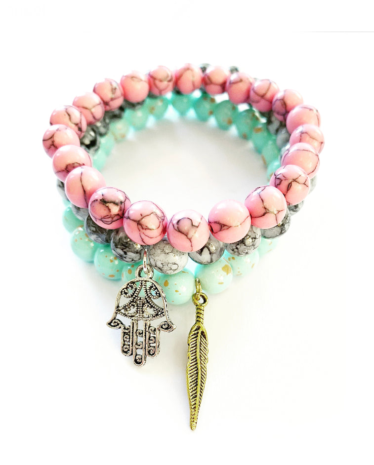 Marble Trio Stacking Bracelets - High Maintenance Jewellery