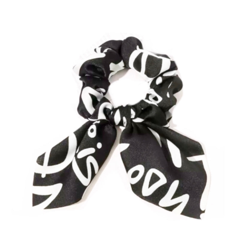 Monochrome Print Satin Style Scrunchie - High Maintenance Jewellery