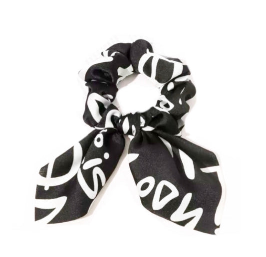 Monochrome Print Satin Style Scrunchie - High Maintenance Jewellery