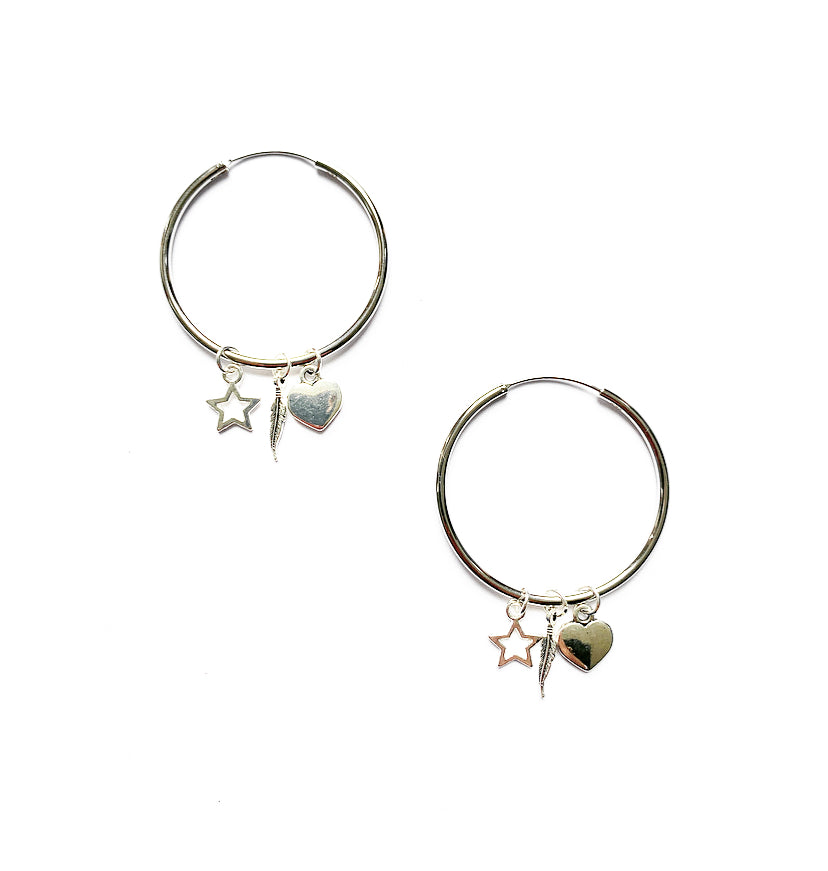 Interchangeable Charm Sterling Silver Hoop Earrings - High Maintenance Jewellery