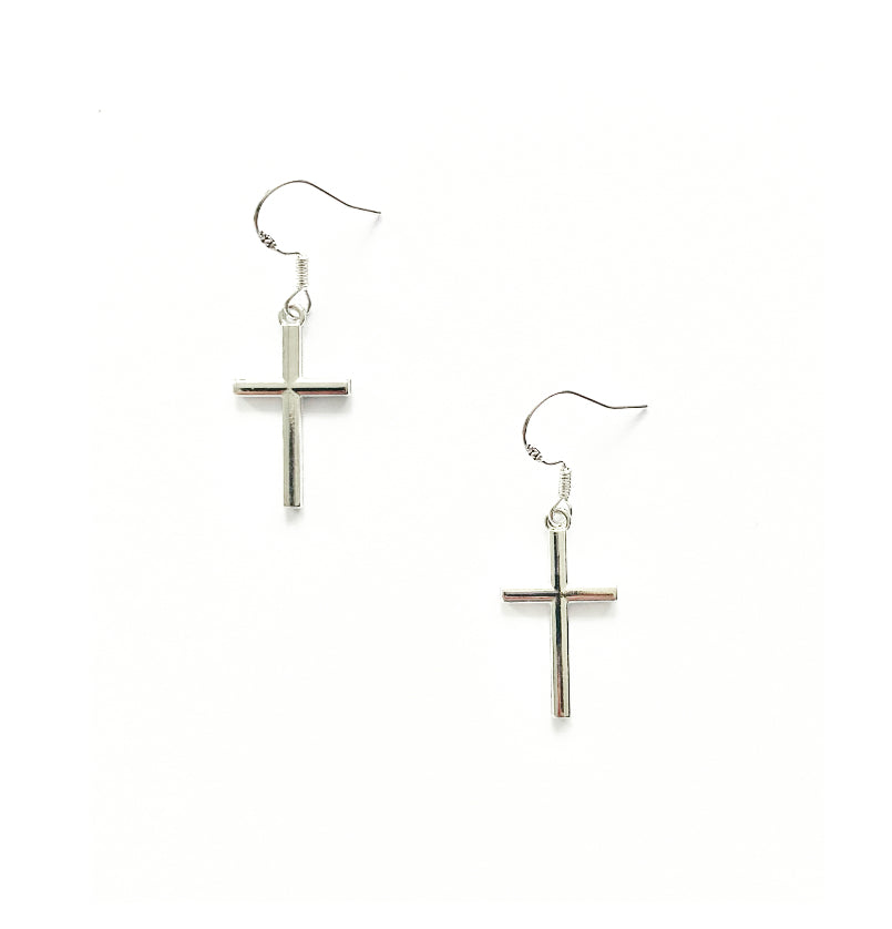 Sterling Silver Cross Charm Earrings - High Maintenance Jewellery