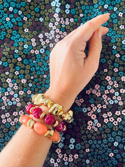 Gold Chunky Stone Beaded Bracelet