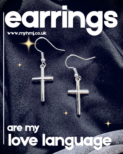 Sterling Silver Cross Charm Earrings