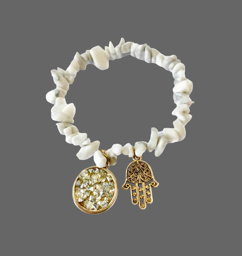 Hamsa White Howlite Crystal Bracelet