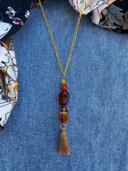 Latte Luxe Tassel Pendant Necklace