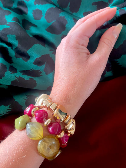 Green Tones Stone Beaded Bracelet