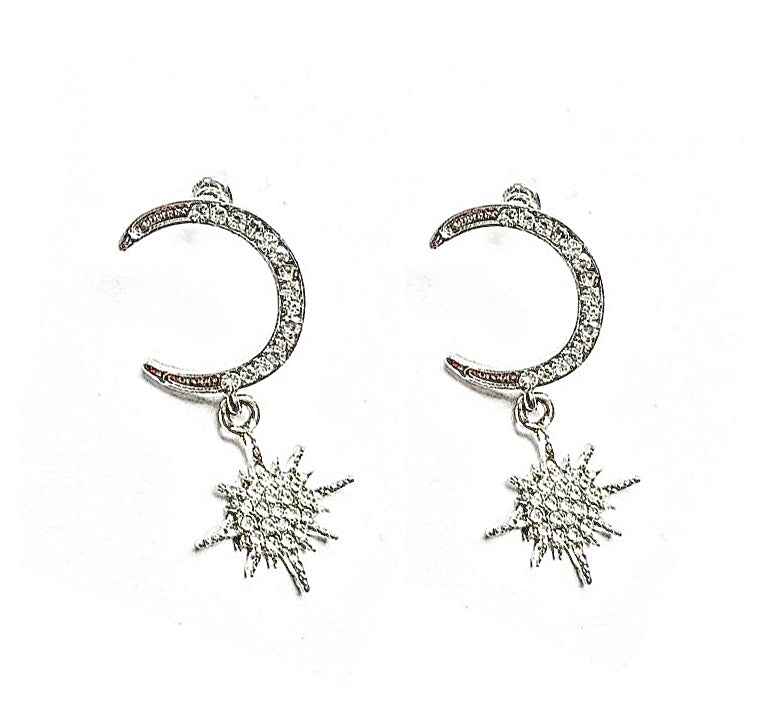 Moon & Star Sparkle Earrings - High Maintenance Jewellery