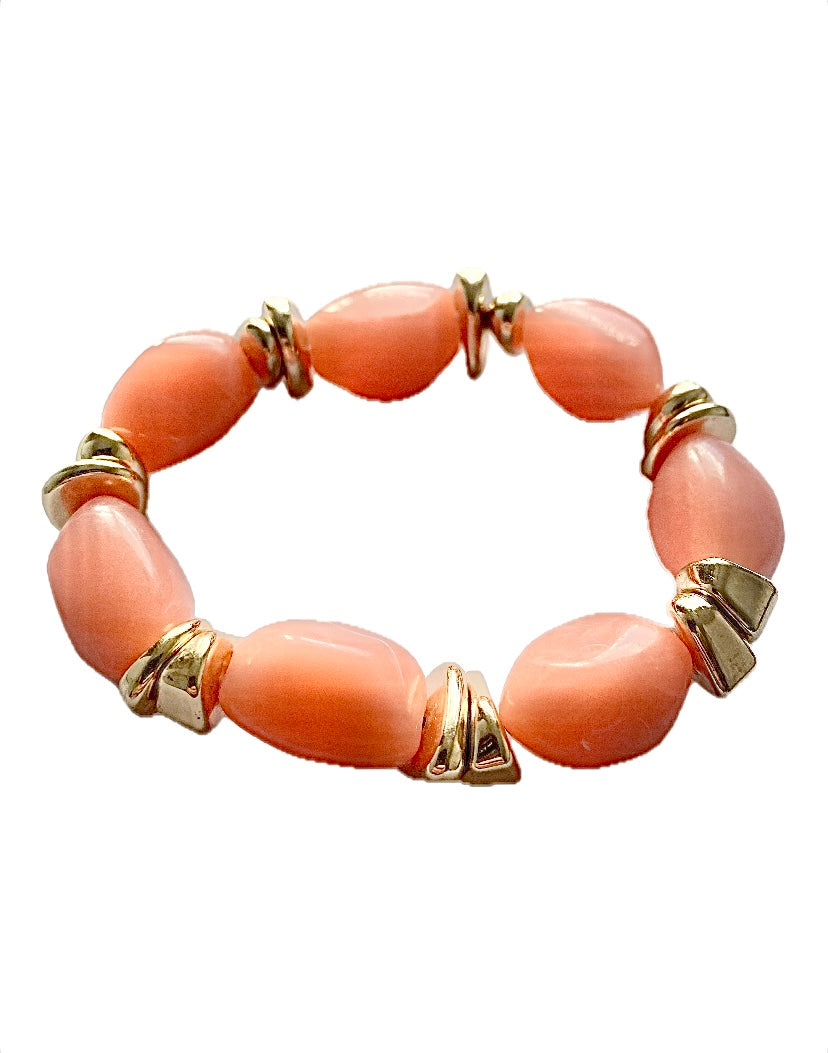 Coral Pink Stone Beaded Bracelet