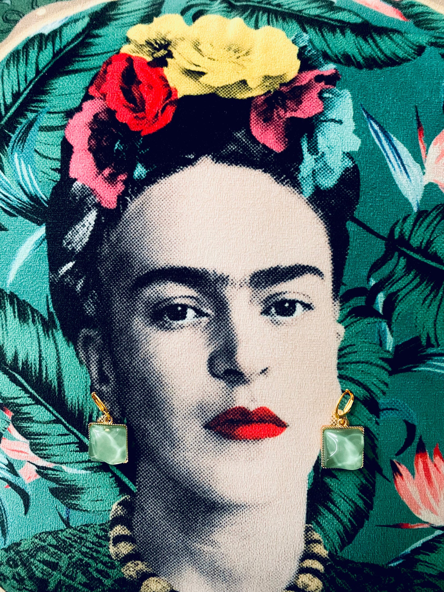 Green & Gold Huggie Hoop Earrings