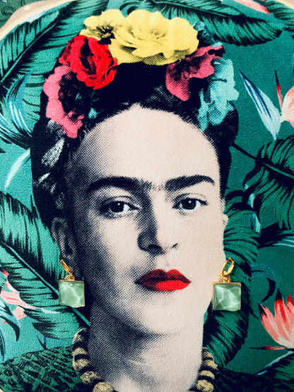 Green & Gold Huggie Hoop Earrings