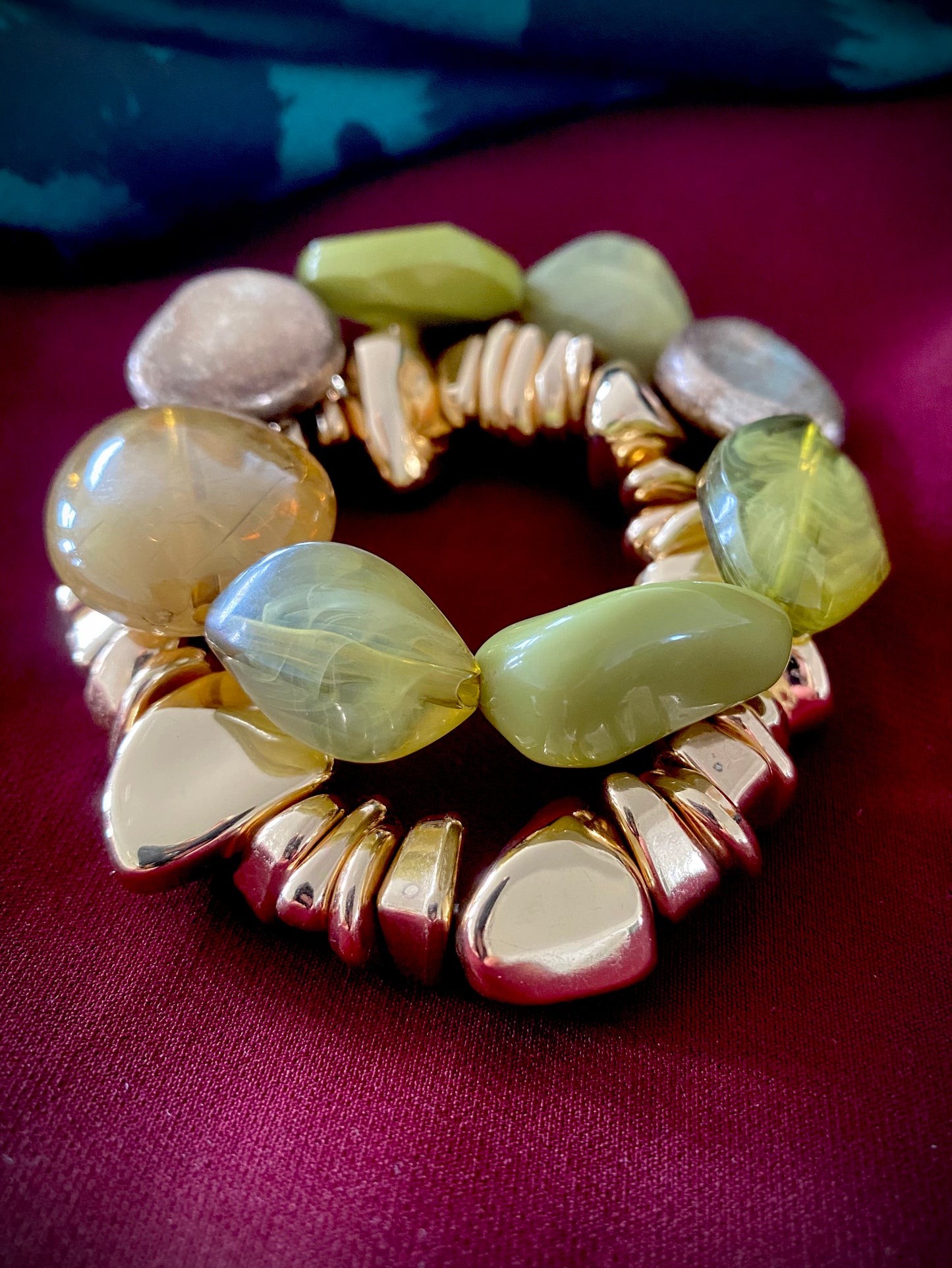 Green Tones Stone Beaded Bracelet