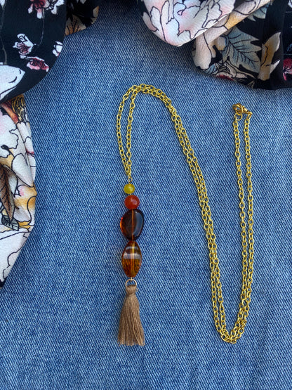 Latte Luxe Tassel Pendant Necklace