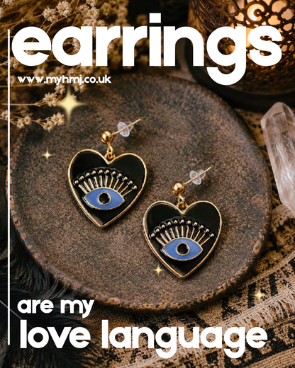 Eye of Protection Heart Earrings
